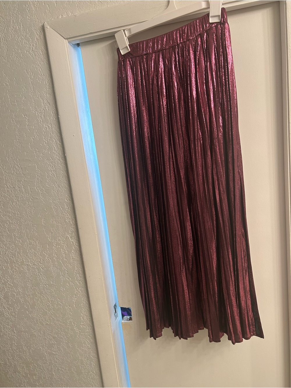 Nasty Gal Metallic Plum Pleated Maxi Skirt